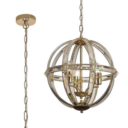 Alice Medium Round Pendant, 3 Light E27, Antique Brass