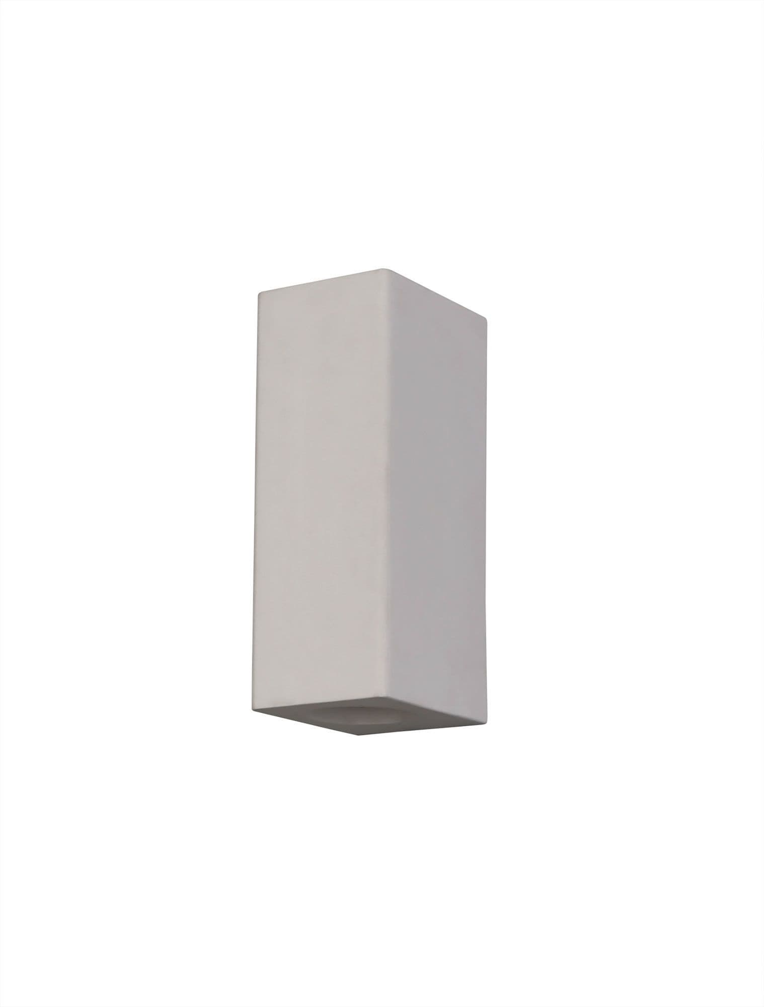 Alina Rectangular Up & Down Wall Lamp 2 x GU10 White Paintable Gypsum