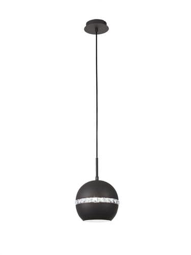 Allan 1 Light Pendant E27 Graphite with Crystal