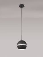 Allan 1 Light Pendant E27 Graphite with Crystal