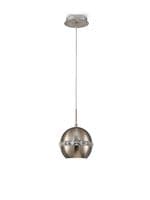 Allan 1 Light  Single Pendant E27 Satin Nickel with Crystal
