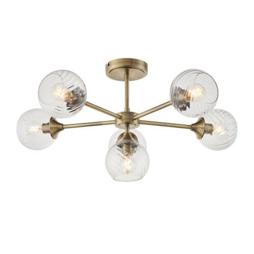 Allegra, 6Lt Semi Flush, Brass
