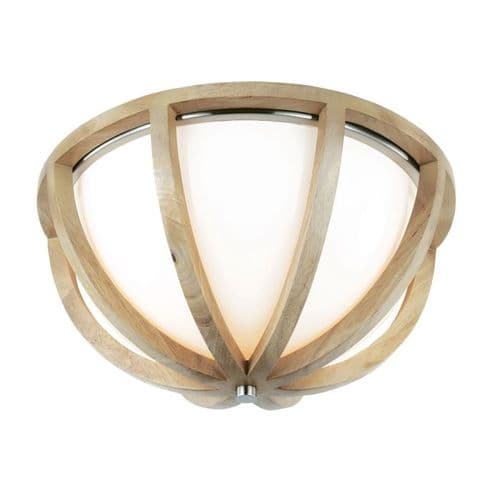 Allier Flush Mount in Weather Aged Oak or Light Wood with Brushed Steel FE-ALLIER-F-LW