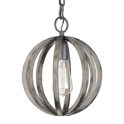 Allier Mini Pendant Light Fitting Aged Oak Antique Forged Iron FE-ALLIER-P-WW
