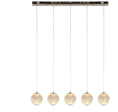 Allure 5Lt Bar Pendant - Chrome Metal & Clear Acrylic
