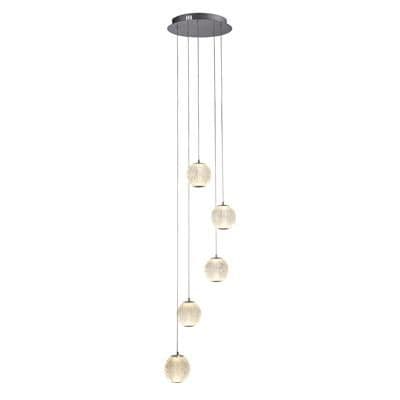 Allure 5Lt Multi-Drop Pendant - Chrome Metal & Clear Acrylic