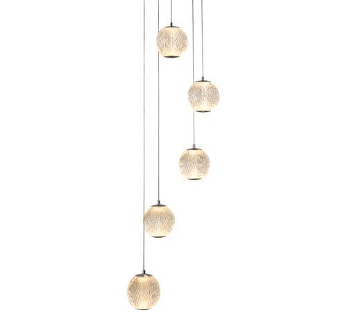 Allure 5Lt Multi-Drop Pendant - Chrome Metal & Clear Acrylic