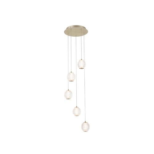Allure 5Lt Multi-Drop Pendant - Satin Brass & Clear Acrylic