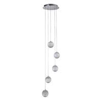 Allure Chrome Multi-Drop Pendant Light Clear Acrylic Shades