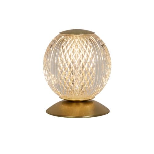 Allure Table Lamp, Satin Brass Metal & Clear Acrylic