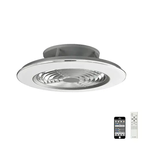 Almachar LED Dimmable Ceiling Light DC Reversible Fan Chrome/Grey