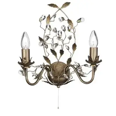 Almandite 2Lt Wall Light - Brown Gold Metal