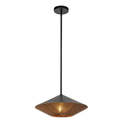 Alora Mood Daphne 1 lt Large Pendant - Matte Black & Natural ALM-DAPHNE-P-L-MB