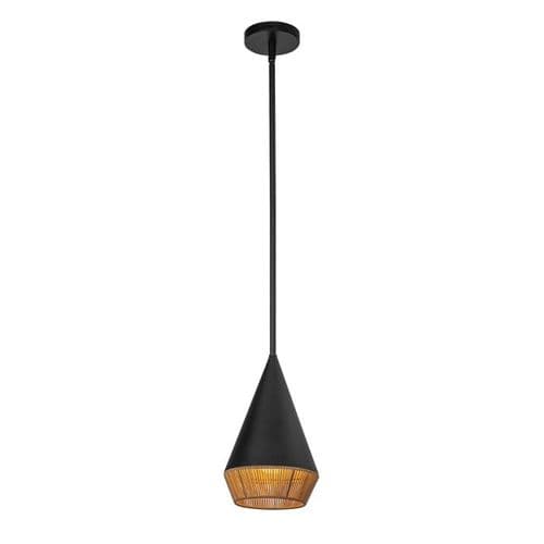 Alora Mood Daphne 1 lt Small Pendant - Matte Black & Natural ALM-DAPHNE-P-S-MB
