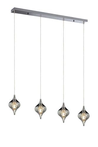 Amano Linear Pendant, 4 Light Adjustable G9, Polished Chrome/Crystal