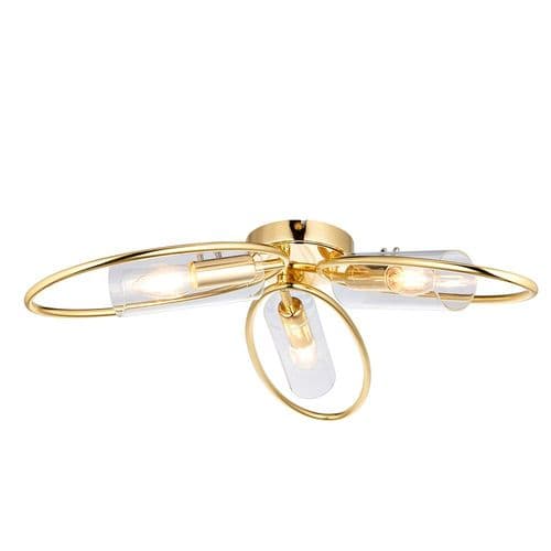 Amari, 3Lt Semi Flush, Brass