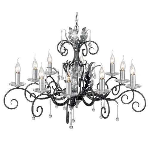 Amarilli 10 Light Chandelier in Black & Silver AML10-BLK-SILVER