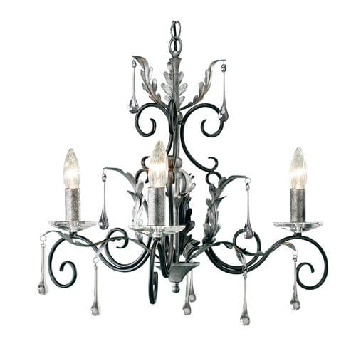 Amarilli 3 Light Chandelier in Black & Silver AML3-BLK-SILVER