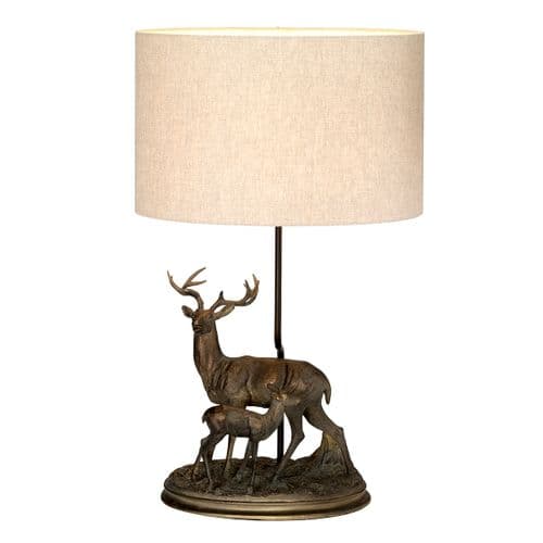 Amelia 1 Light Stag and Fawn Table Lamp With Oval Shade