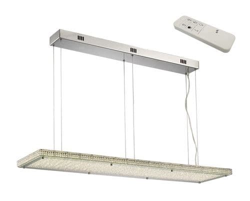 Amelia Linear Pendant 60W 5100lm LED C/W Remote 3000K-6000K Stainless Steel/Crystal,