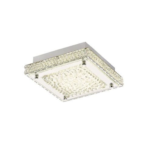 Amelia Square Flush Ceiling 12W 900lm LED 4200K Stainless Steel/Crystal