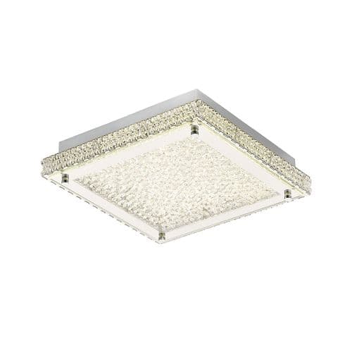Amelia Square Flush Ceiling 18W 1530lm LED 4200K Stainless Steel/Crystal