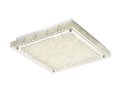 Amelia Square Flush Ceiling 21W 1700lm LED 4000K Stainless Steel/Crystal