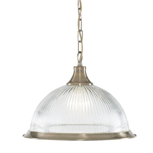 American Diner Pendant - Antique Brass & Glass