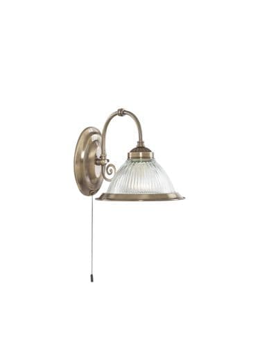 American Diner Wall Light - Antique Brass & Ribbed Glass