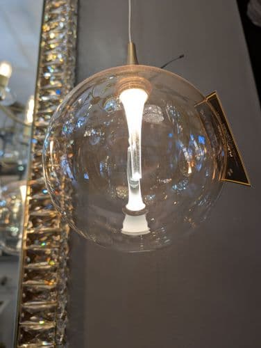 Amira LED Black Pendant Ceiling Lamp With Amber Glass