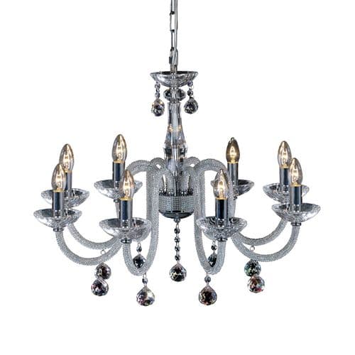 Amora 72cm Pendant 8 Light E14 Polished Chrome/Crystal