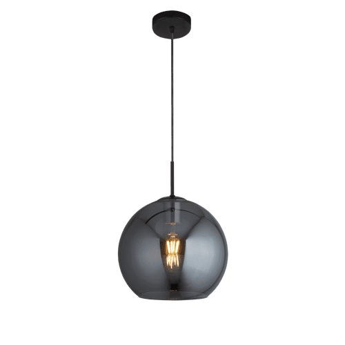 Amsterdam 1 Light Round Ball Pendant 30cm Diameter, Smoked Glass, Black TFB1032-1SM
