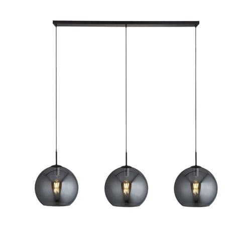 Amsterdam 3 Light Bar Pendant Balls Smoked Glass, Black TFB1023-3SM