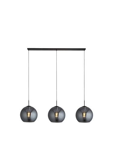 Amsterdam 3Lt Bar Pendant - Black Metal & Smoked Glass
