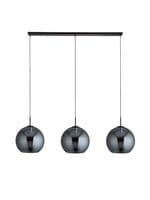Amsterdam 3Lt Bar Pendant - Black Metal & Smoked Glass