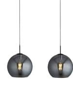 Amsterdam 3Lt Bar Pendant - Black Metal & Smoked Glass