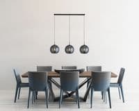 Amsterdam 3Lt Bar Pendant - Black Metal & Smoked Glass