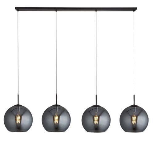 Amsterdam 4 Light Bar Pendant Ball with Smoked Glass, Black TFB1024-4SM
