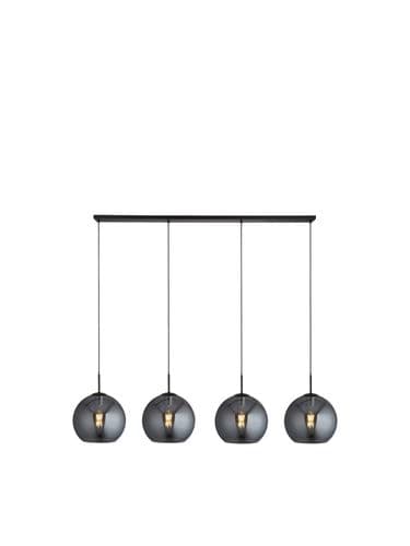 Amsterdam 4Lt Bar Pendant - Black Metal & Smoked Glass