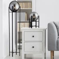 Amsterdam Floor Lamp  - Black Metal & Smoked Glass