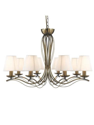 Andretti 8Lt Pendant - Antique Brass & Ivory String Fabric