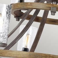 Angelo 9 Light Chandelier Distressed Weathered Oak & Grey Metal QN-ANGELO9