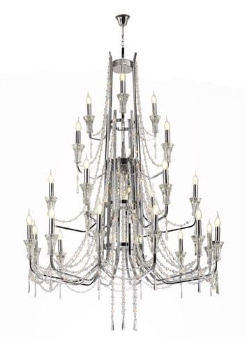 Ansel 12++6+3+3 Light Chandelier Pendant Polished Chrome and Crystal (Requires Construction)16.5kg