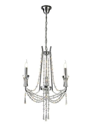 Ansel 3 Light Chandelier Pendant E14 Polished Chrome and Crystal