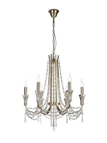Ansel 6 Light Chandelier Pendant E14 French Gold and Crystal