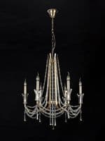 Ansel 6 Light Chandelier Pendant E14 French Gold and Crystal