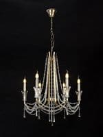 Ansel 6 Light Chandelier Pendant E14 French Gold and Crystal
