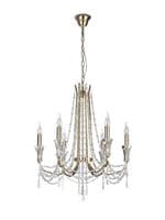 Ansel 6 Light Chandelier Pendant E14 French Gold and Crystal