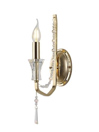 Ansel Wall Lamp 1 Light E14 French Gold and Crystal