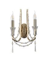 Ansel Wall Lamp 2 Light E14 French Gold and Crystal